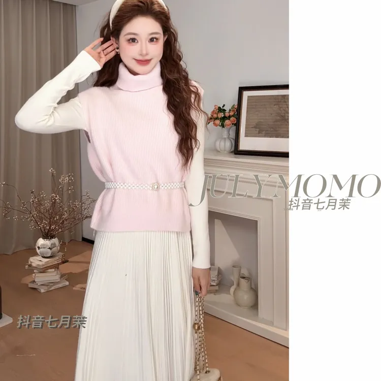 巨好看的秋冬一整套装初冬季针织连衣裙子温柔韩系气质7768