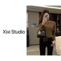 【西西】长袖套头设计款圆领飘带毛衣