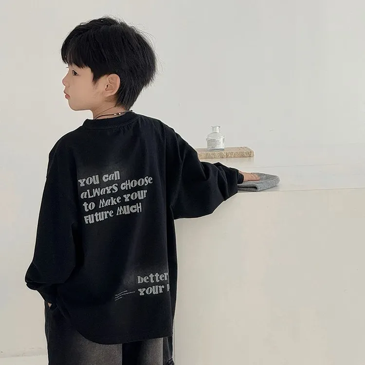 男童春秋款长袖t恤2025新款大童秋季帅气儿童上衣男孩秋装打底衫T