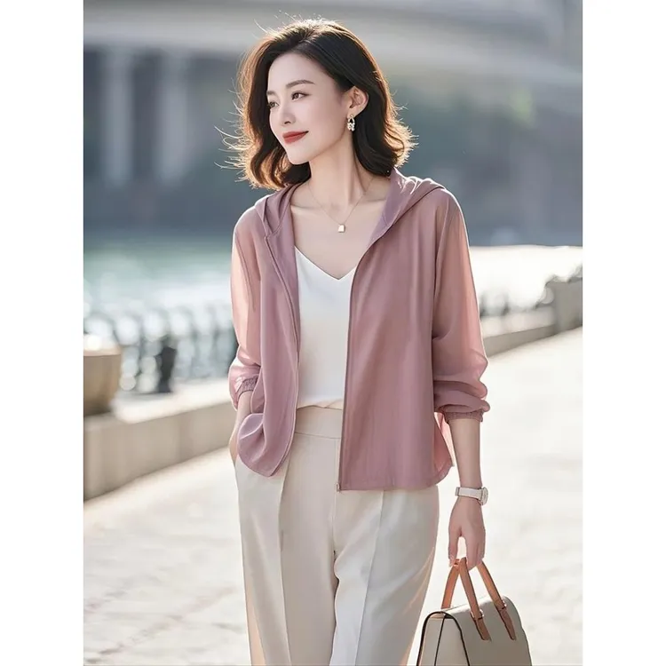 薄款超好看独特漂亮温柔风韩系粉灰色防晒开衫外套女2025夏季新款
