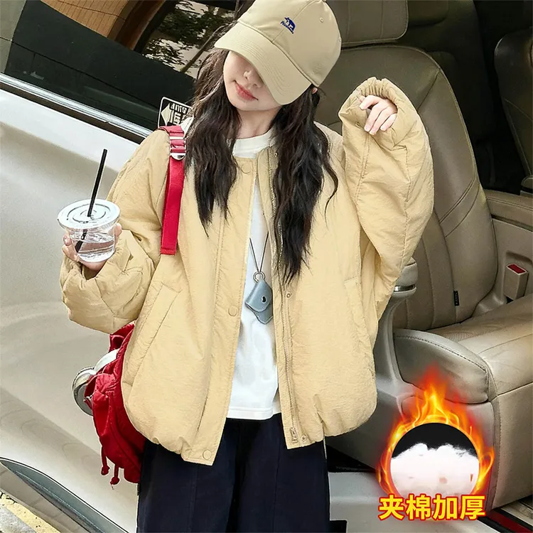 女童秋冬款夹棉加厚棒球服外套2025新款6-15岁中大童时髦洋气套装