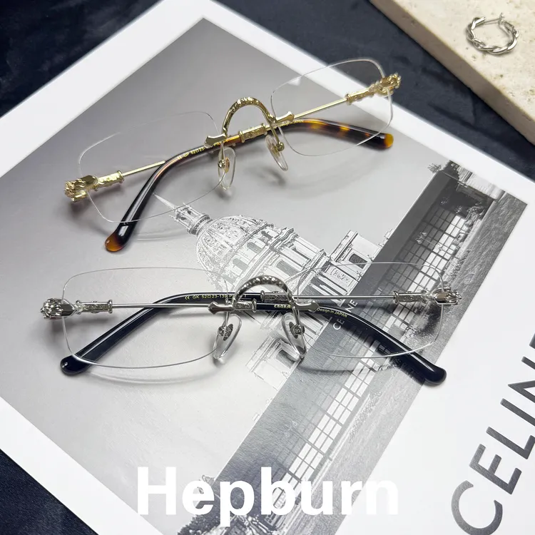 欧娜娜同款无框眼镜女 剋啰伈同款超轻 眼镜架防蓝光可配近视镜片