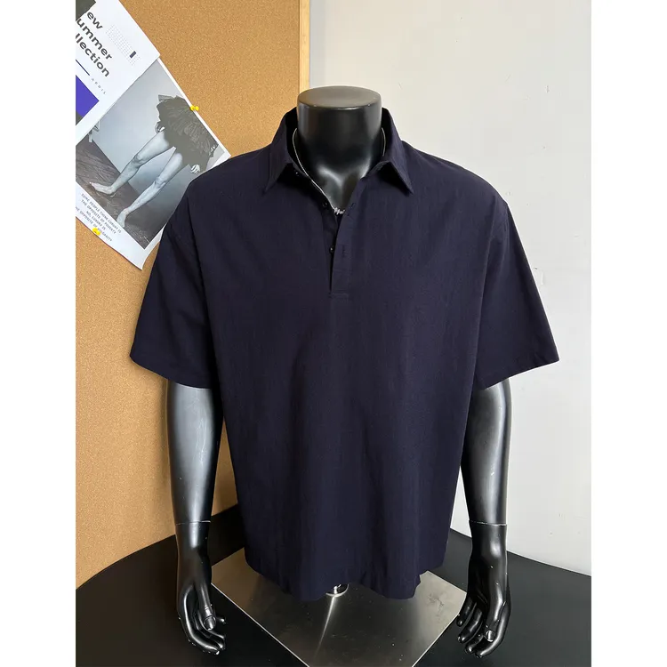 天丝亚麻polo衫短袖潮男夏季轻薄透气松弛高级感老钱风棉麻t恤