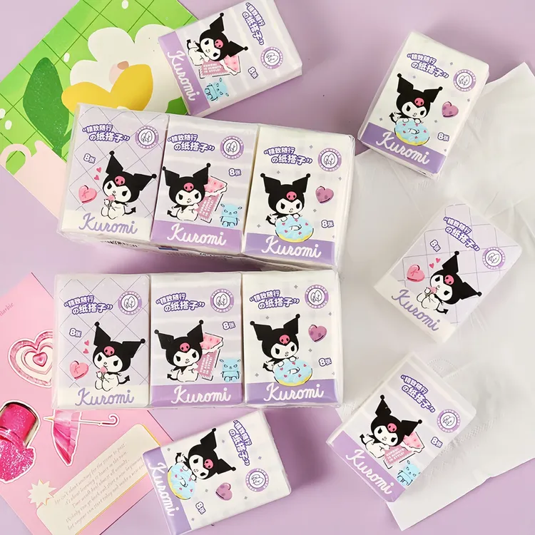 正版授权库洛米手帕纸小包随身装面巾纸学生卡通卫生纸巾干湿两用