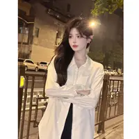 「百搭衬衣」X3CS7577时尚慵懒风设计感宽松百搭白色薄款白衬衫