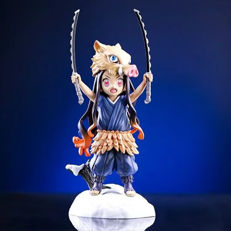 游戏周边鬼灭之刃 祢豆子伊之助 猪头  站姿 动漫手办 摆件模型
