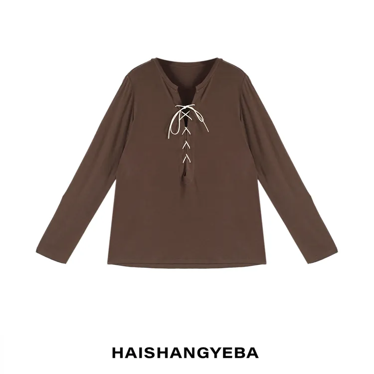 【海上叶爸】新款2025夏季百搭天丝抽绳宽松垂感休闲T恤