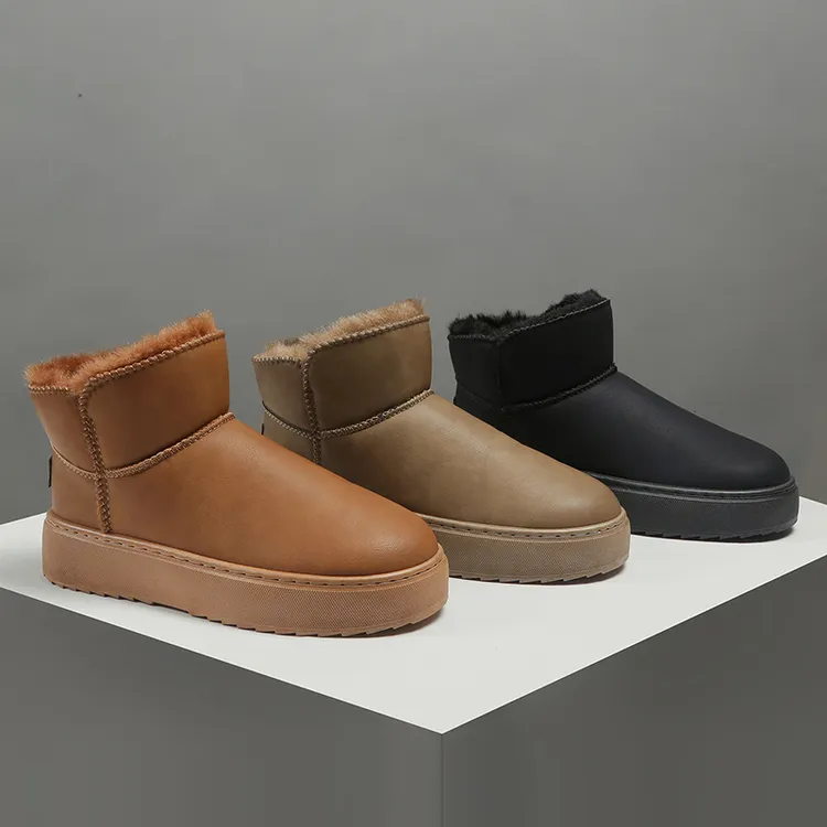 东北男士雪地靴防水防滑加绒加厚软底软面防寒保暖短筒特大码棉靴