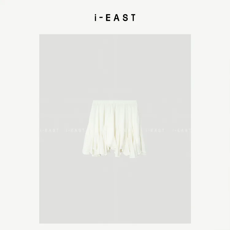 i-EAST 花仙子半裙~法式蛋糕松紧腰中式短裙-6C Q14895