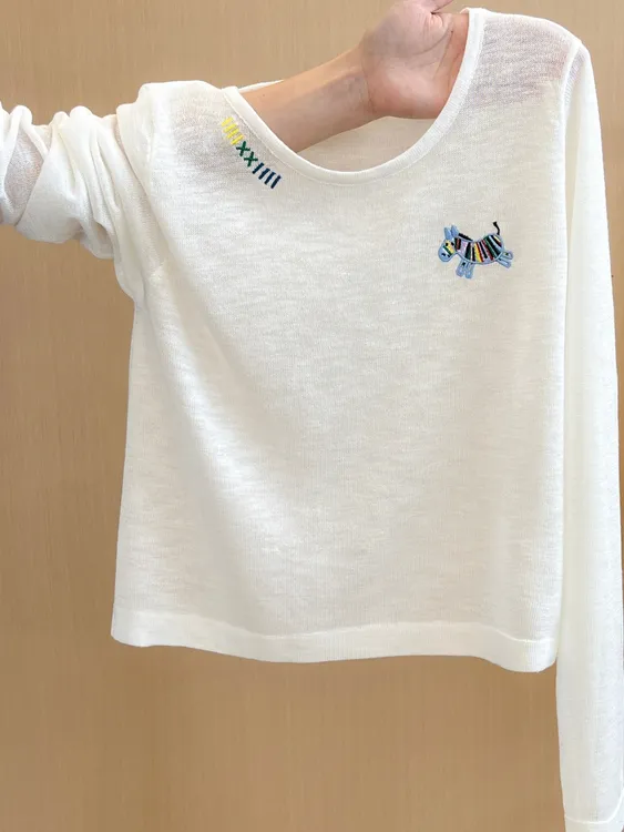 杭州四季青高端韩货女装小马刺绣长袖针织t恤防晒罩衫egg上衣早秋