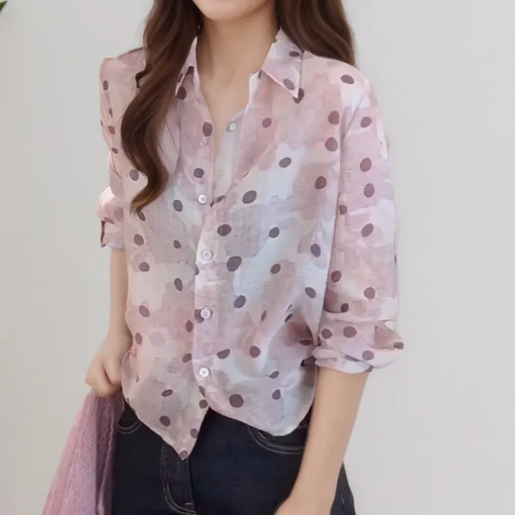 2025秋季新款港风气质设计感波点小衫女人味长袖衬衫LK2507416