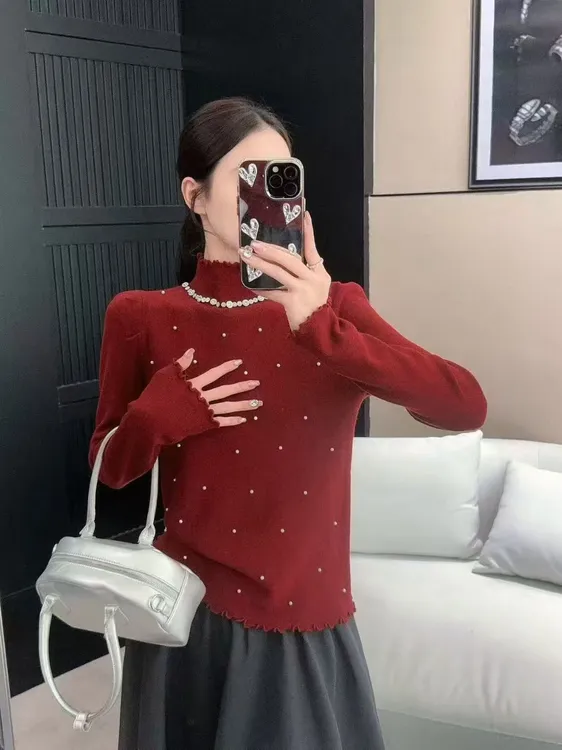 高领打底针织衫毛衣上衣针织衫女装早秋超好看单穿上衣I2-74