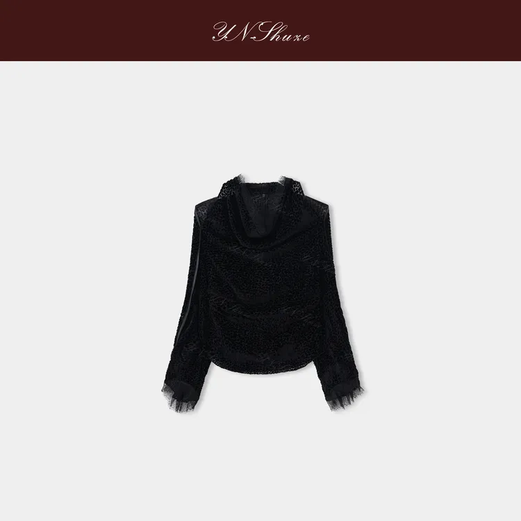 YN-SHUZE设计师款气质真丝蕾丝边袖衬衣SZ-YNB-6D712136