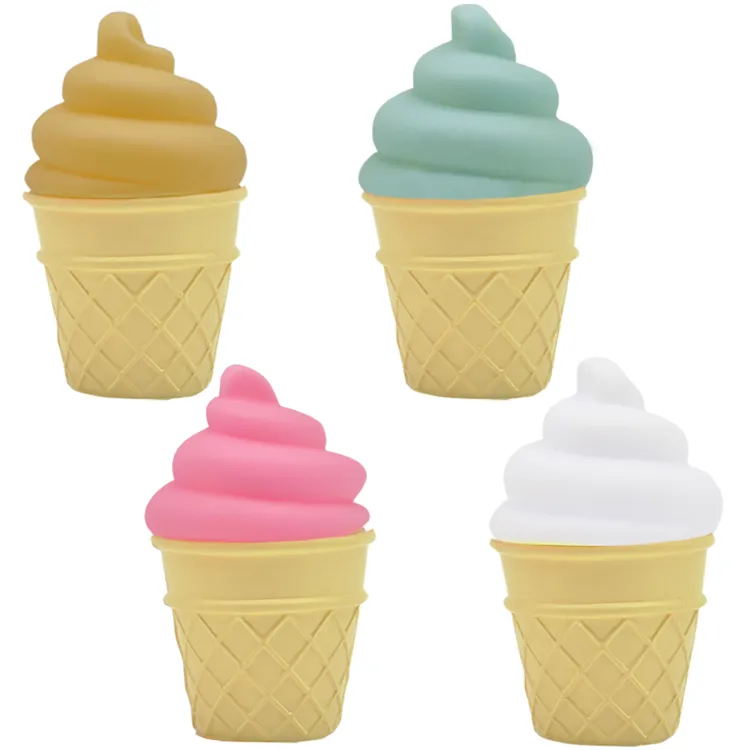 ins风玩具床头灯发光冰淇淋小夜灯卡通摆地摊led搪胶床头台灯糖胶