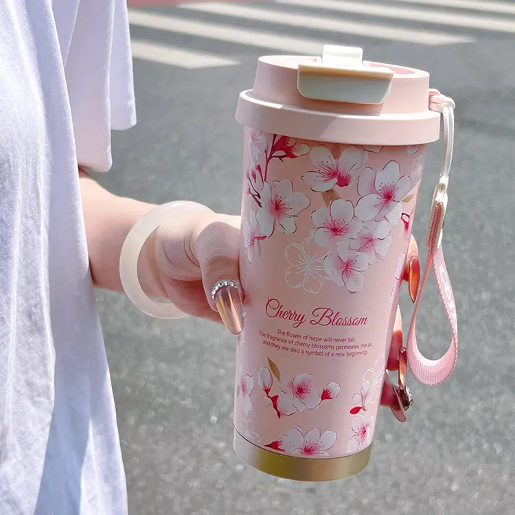 格卡樱花保温杯女生新款316不锈钢高颜值咖啡杯高档生日礼物