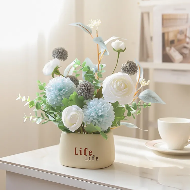 高档假花绿植仿真花小盆栽插花客厅高级感逼真茶几餐桌花装饰客厅