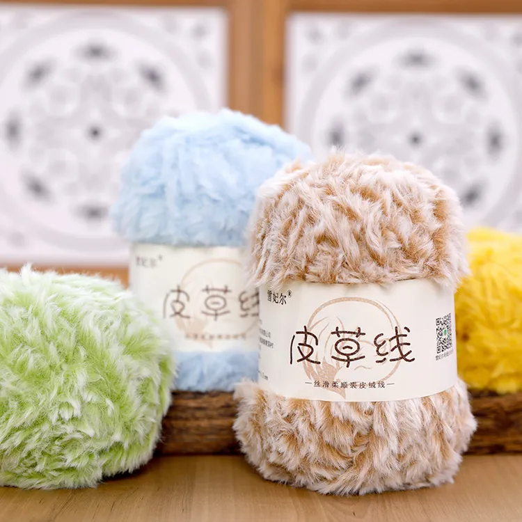 雪妃尔皮草线仿裘皮绒毛线长毛水貂帽子手编围巾手工编织diy材料