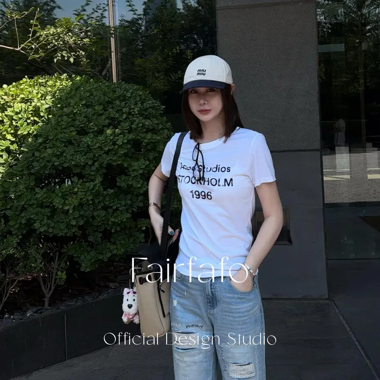 【做旧字母短袖】NFTX56095夏日清新美潮舒适字母短袖