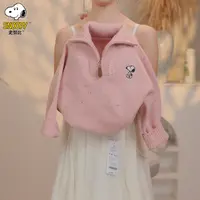 Snoopy/史努比女童毛衣秋装半拉链宽松高领洋气儿童宝宝针织衫