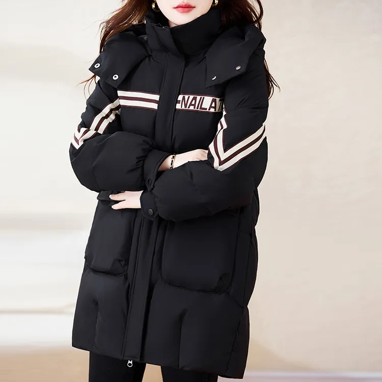 2025新款防寒御冷 时尚棉袄加厚 棉衣女中长款连帽保暖棉服女棉袄