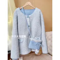 W【青苍现货】【M8113】大码甜妹冬款胖mm仿羊羔毛软糯小香风保暖外套