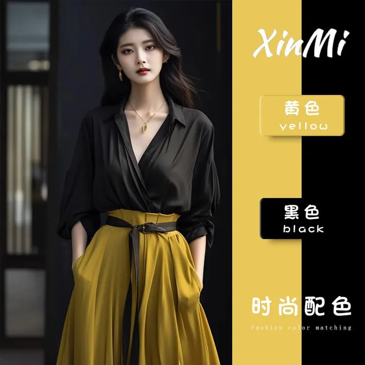早秋装韩系搭配一整套端庄大气感盐系轻熟裙子两件套装女显瘦