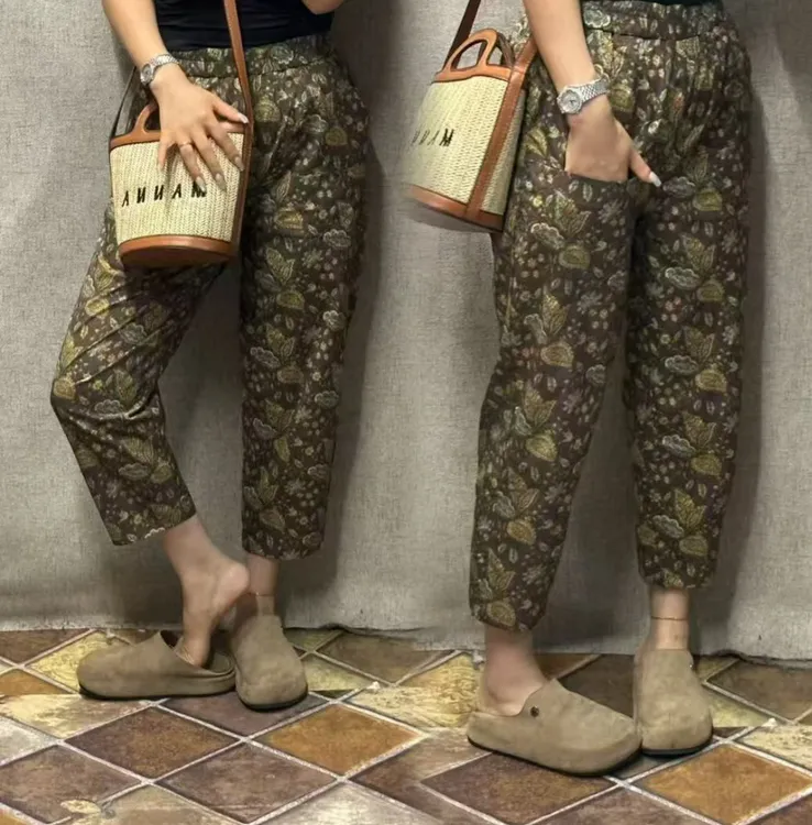 夏季时尚休闲百搭青花瓷八分休闲裤