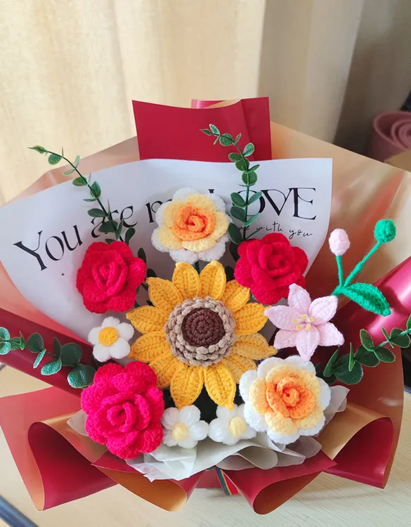 毛线编织花束创意手工成品多色可选送朋友闺蜜生日礼物永生花
