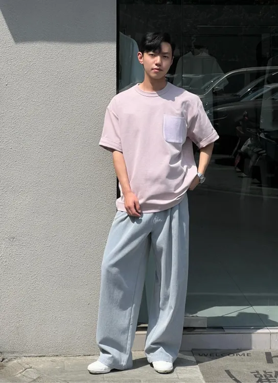 【口袋】夏季短袖宽松型圆领T恤