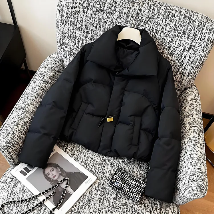 冬季新款黑色立领棉服外套女加厚保暖面包服气质宽松遮肉棉衣棉袄