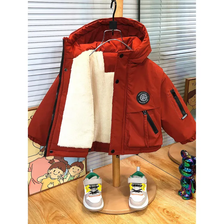 6-12岁潮款秋冬男童袄男童加绒加厚外套秋冬季2025新款宝宝服