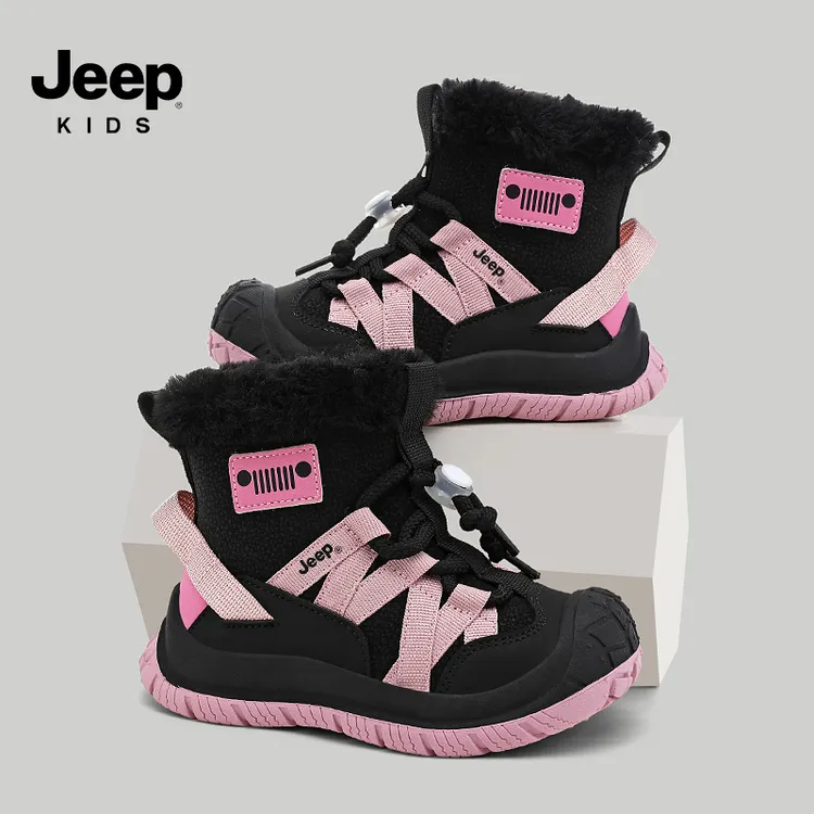 jeep儿童雪地靴2025冬季新款女童冬鞋东北零下加绒保暖男童大棉鞋