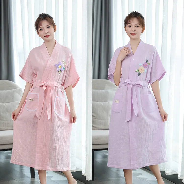 【如之纺】可穿式浴巾春夏成人女洗澡吸水家用纯棉纱布浴袍薄款浴裙