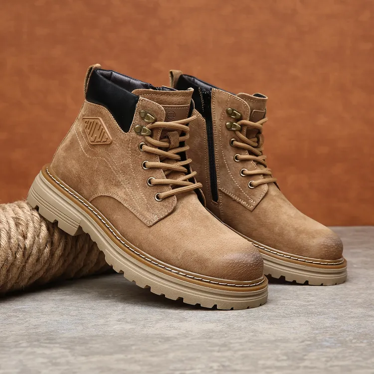 男款真皮马丁靴男鞋短靴中帮皮靴皮鞋工装靴高帮鞋冬季棉鞋男靴子