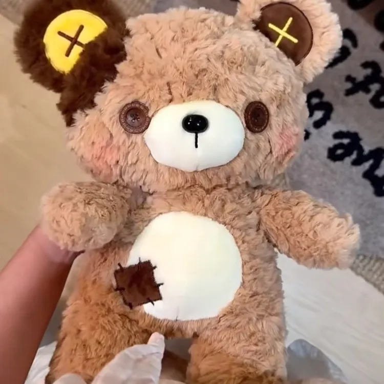 可爱纽扣小熊玩偶补丁泰迪熊布娃娃毛绒玩具公仔陪伴娃娃生日礼物
