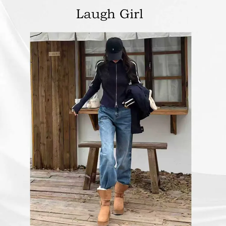 楚楚君Laugh girl【净版少女】立领双拉链显瘦织带外套WL531275J