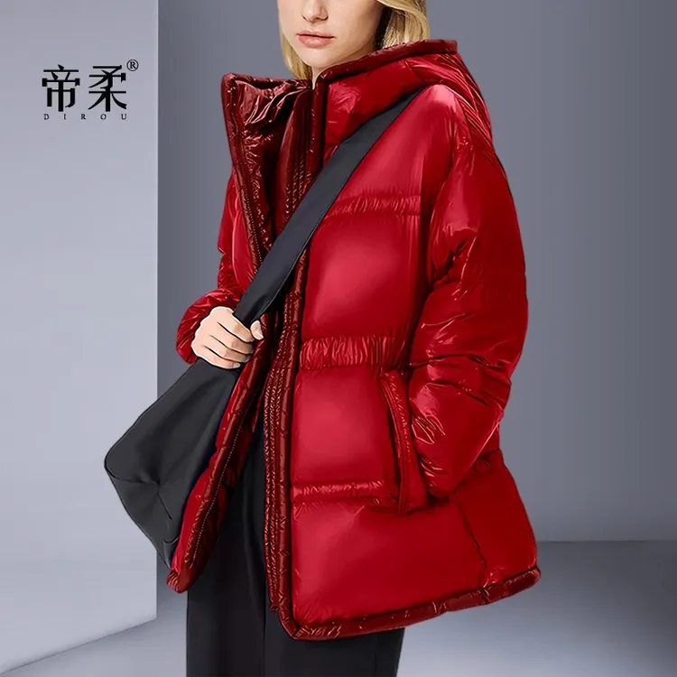 帝柔新年红色羽绒服女冬季2025新款时尚90白鸭绒面包服保暖外套