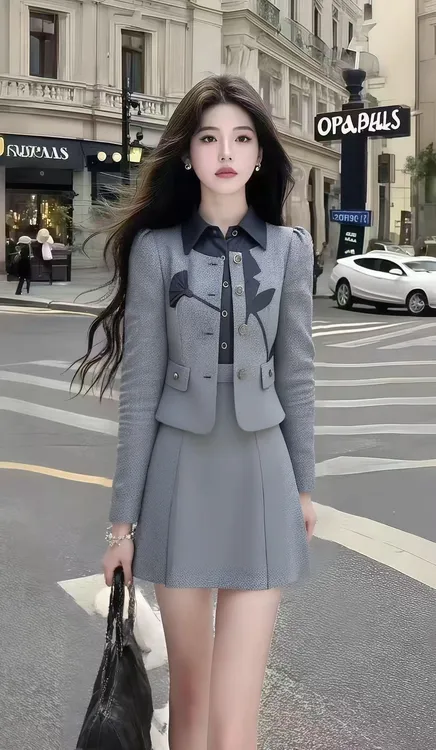 秋季新款休闲风时尚套装高腰通勤女装小众气质感两件套修身显瘦