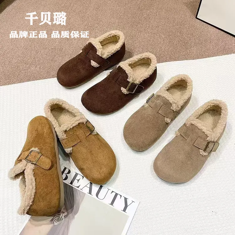千贝璐【三公分】新款全包勃肯鞋增高加绒毛毛秋冬保暖轻便勃肯鞋
