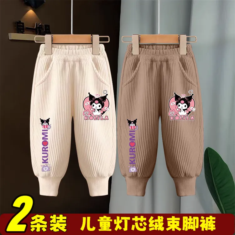 女童春秋灯芯绒束脚长裤新款儿童运动裤中大童洋气百搭外穿裤子