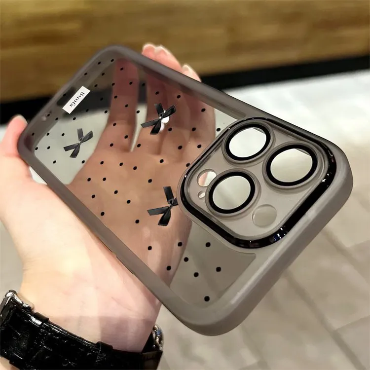波点蝴蝶结适用苹果16promax手机壳iphone15pro防摔air新款秒变17