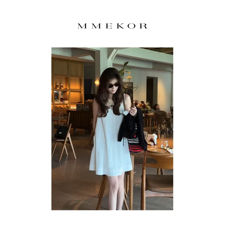 MMEKOR“纯白美神”连衣裙 2025新款千金玛德琳百搭裙子 67353