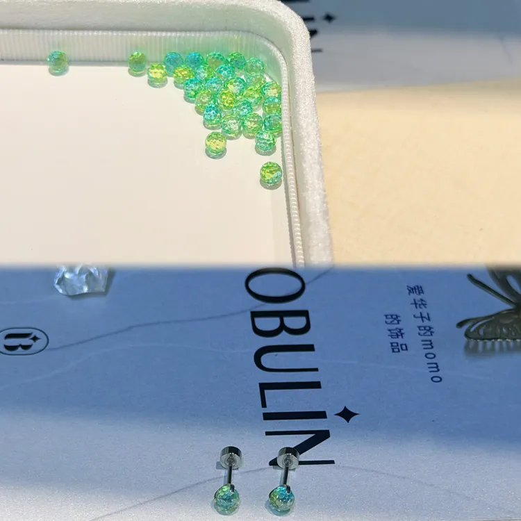 钛钢耳饰 定制款 爆闪蹦迪球爆灯耳钉 唇钉 舌钉/单个 钛合金钛钢