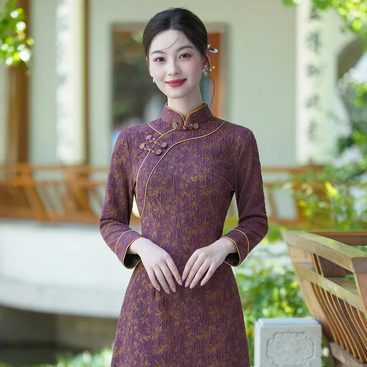 绝美新中式旗袍2025新款秋冬日常可穿上海国风妈妈改良连衣裙长款