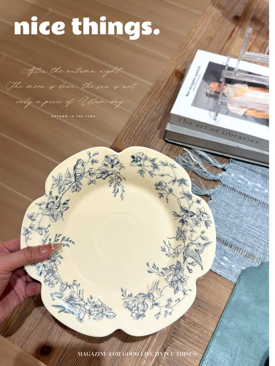 法式复古蔚蓝梦境家用菜盘西餐牛排盘甜品酸奶米饭碗餐具