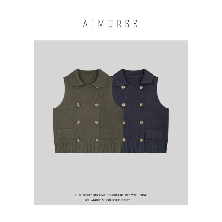 AIMURSE【雅调】小众设计师 羊毛质感秋季背心马甲毛衣 AM1600