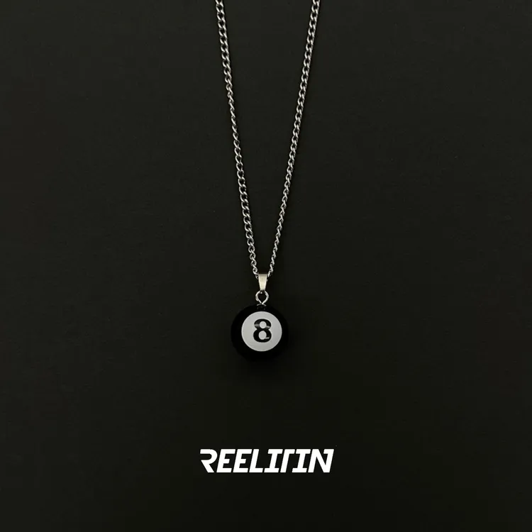 钛钢项链 「我问你什么是爱，你说黑八必须响袋」台球黑8项链情侣潮