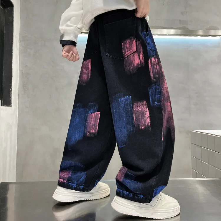 男童春秋款牛仔裤子2025新款大童秋装阔腿裤男孩秋季儿童直筒裤子