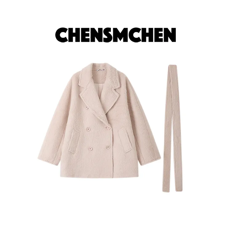 CHENSMCHEN 苏丽羊驼毛时尚翻领大衣女气质优雅显瘦外套CSD9299SL