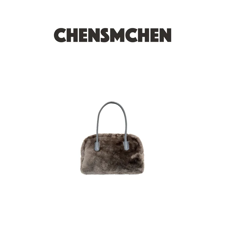 CHENSMCHEN 秋冬温柔百搭摩卡棕毛绒小众波士顿包